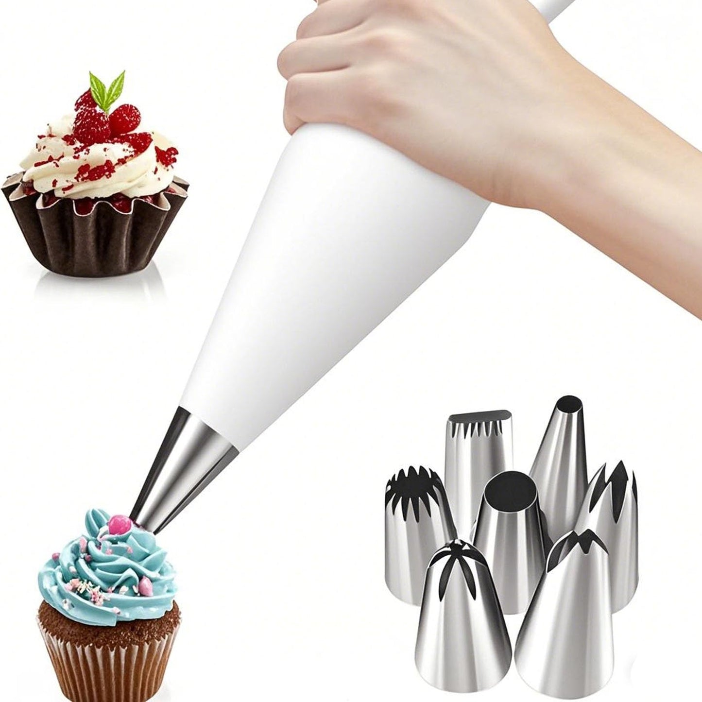 USHYIMJT Reusable Piping Bags and Tips Set - 16inch Pastry Bags for Cake Decorating, Cupcakes, Cookies | Durable Cotton Exterior, Easy to Clean, Eco-Friendly Baking Kit for Home Bakers & Chefs