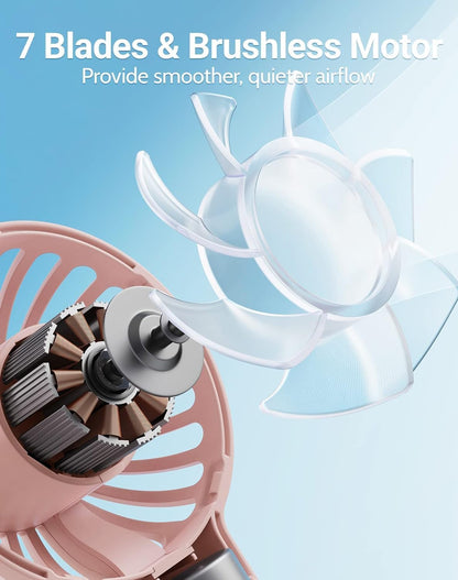 CoolKick Mini Portable Hand Fan, USB Rechargeable Small Pocket Fan, 3 Speeds for Travel, Summer, Concerts