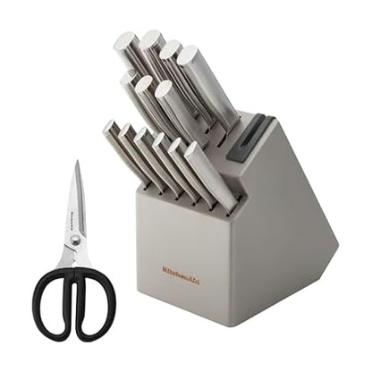 KitchenAid Gourmet Knife Block Set with Built-in Sharpener, 15-Piece, Stainless Steel
