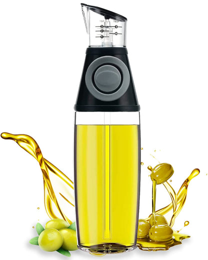 Oil Dispenser Bottle, 17oz Olive Oil Dispenser Oil Sprayer, Clear Glass Refillable Oil and Vinegar Dispenser Bottle with Measuring Scale Pump for Kitchen, Cooking, Salads, Baking Frying