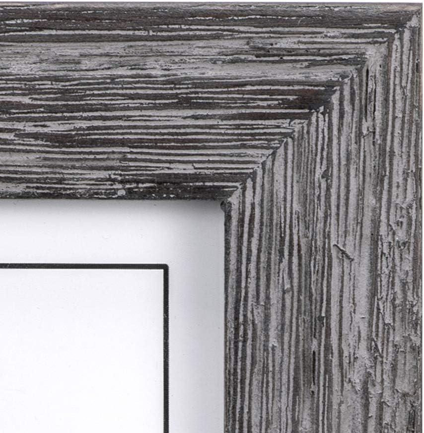 Malden International Designs Rustic Wood Picture Frame, 5x7, Linear, Rough Gray