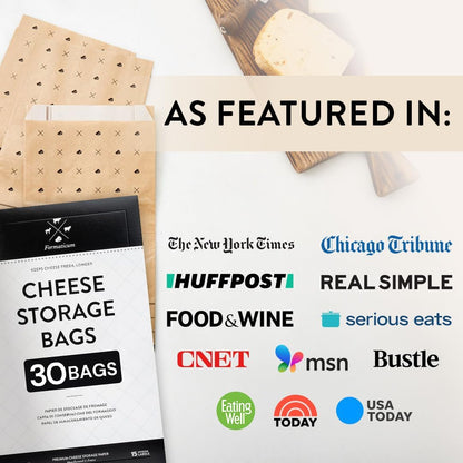 30-Pack 6.25 11 Formaticum - Cheese Storage Bags - x Wax Paper Bags to Keep Cheese or Charcuterie Fresh - Professional
