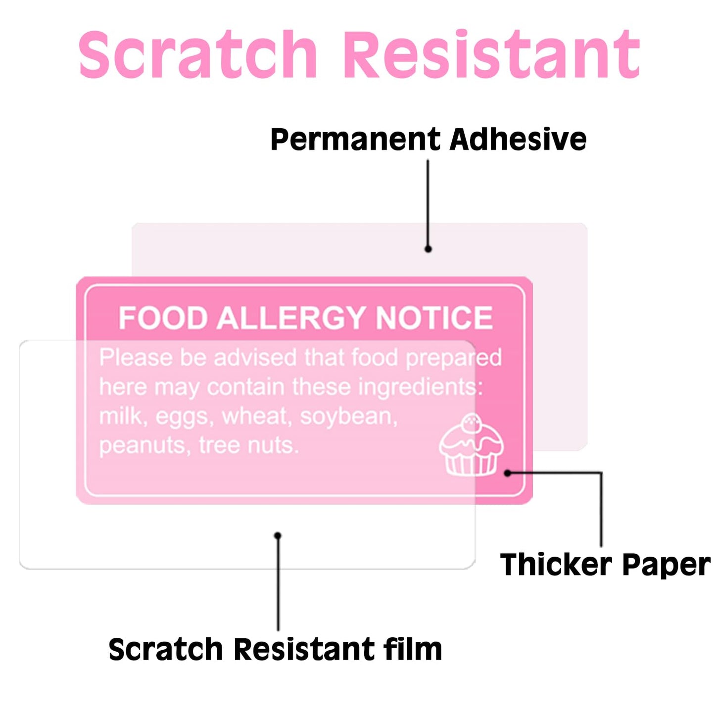 Hepertise 500 Pcs Food Allergy Stickers, 1x2 Inch Labels for Bakery, Cookie, Kitchen