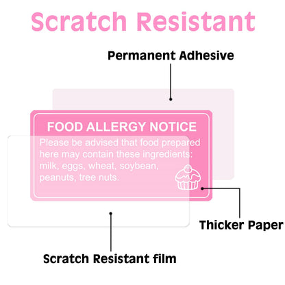 Hepertise 500 Pcs Food Allergy Stickers, 1x2 Inch Labels for Bakery, Cookie, Kitchen