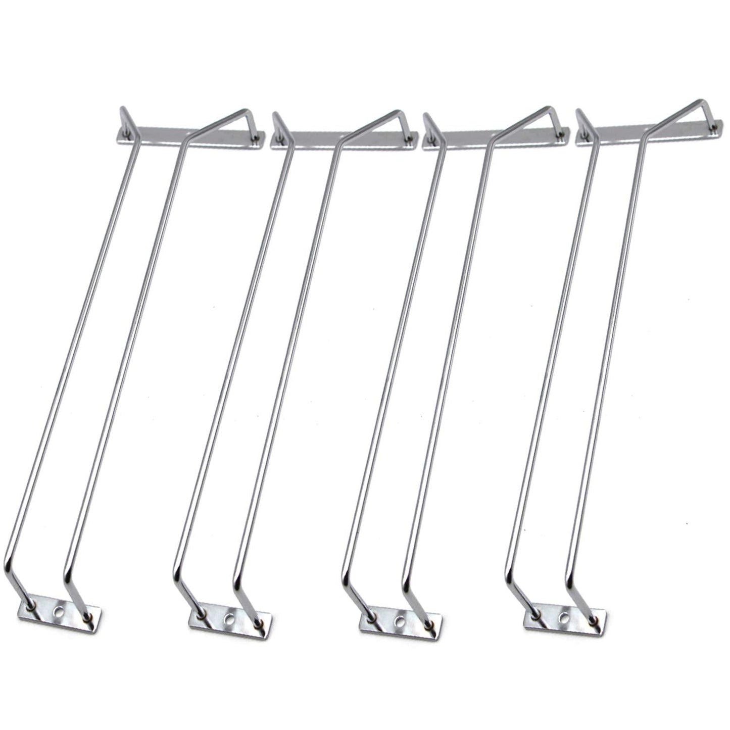 RedDreamer 14-Inch Wine Glass Rack, Under Cabinet Wine Glass Holder Stainless Steel Chrome Finish Stemware Rack - Hanging Stemware Holder for Cabinet Kitchen Bar, Set of 4