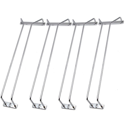 RedDreamer 14-Inch Wine Glass Rack, Under Cabinet Wine Glass Holder Stainless Steel Chrome Finish Stemware Rack - Hanging Stemware Holder for Cabinet Kitchen Bar, Set of 4
