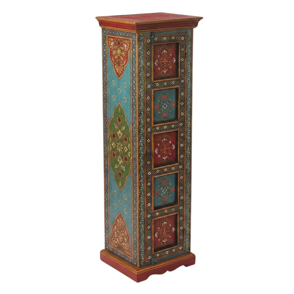 Starlight Canyon Home Hand Painted Tall Storage Cabinet, Boho Eclectic Merranti Wood Accent Cabinet for Living Room in Multicolor Finish