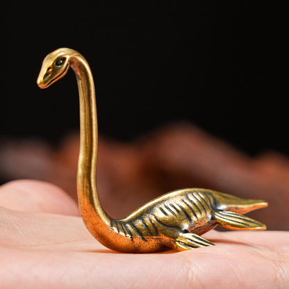 1PC CHOVY Solid Brass Loch Ness Monster Figurine - Enigmatic Home Decor, Perfect Collectible Art Piece for Desk