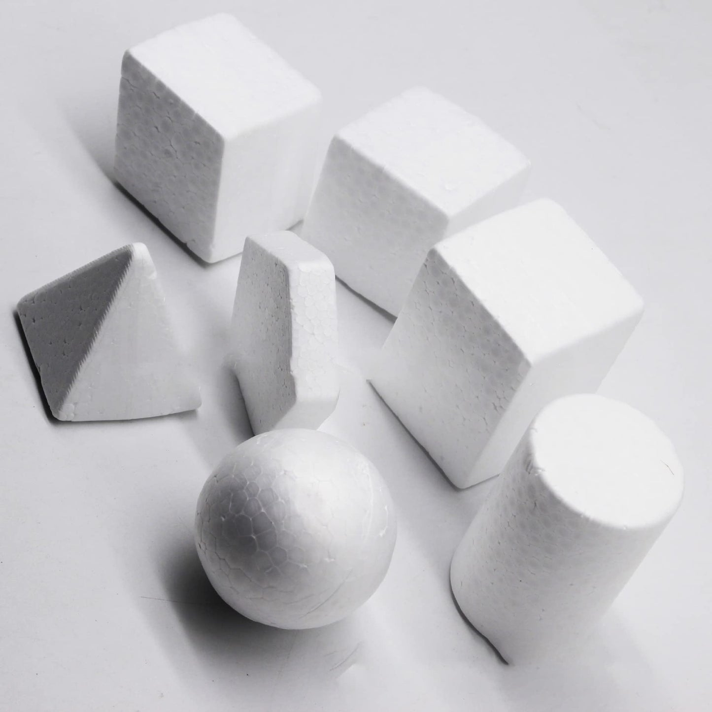 SOUJOY 32 Pack White Foam Shape, 8 Shapes Craft Foam Ball, Kid DIY Art Foam Cone for Home, School Craft Project, Table Centerpiece Flower Arrangement Props