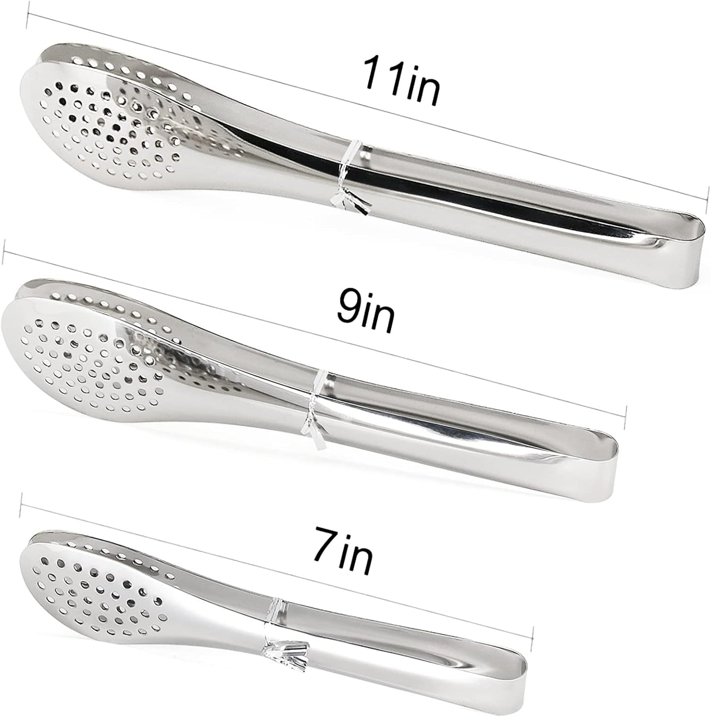 TOPULORS Stainless Steel Tongs Set (7/9/11 Inch) - Heavy Duty Kitchen & BBQ Tongs for Cooking, Grilling, Baking,