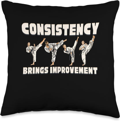 Consistency Brings Improvement Martial Arts Throw Pillow