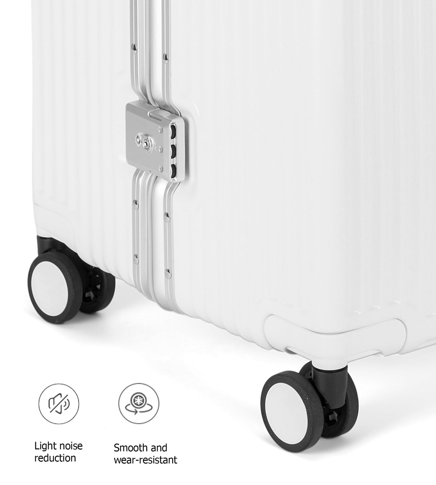 feilario 30in Super Large Captain Aluminum Frame Hardside Spinner Wheels Luggage, Removable Wheels Zipperless Checked Suitcase with Cup Holder/Phone Holder (Ivory White,30in)