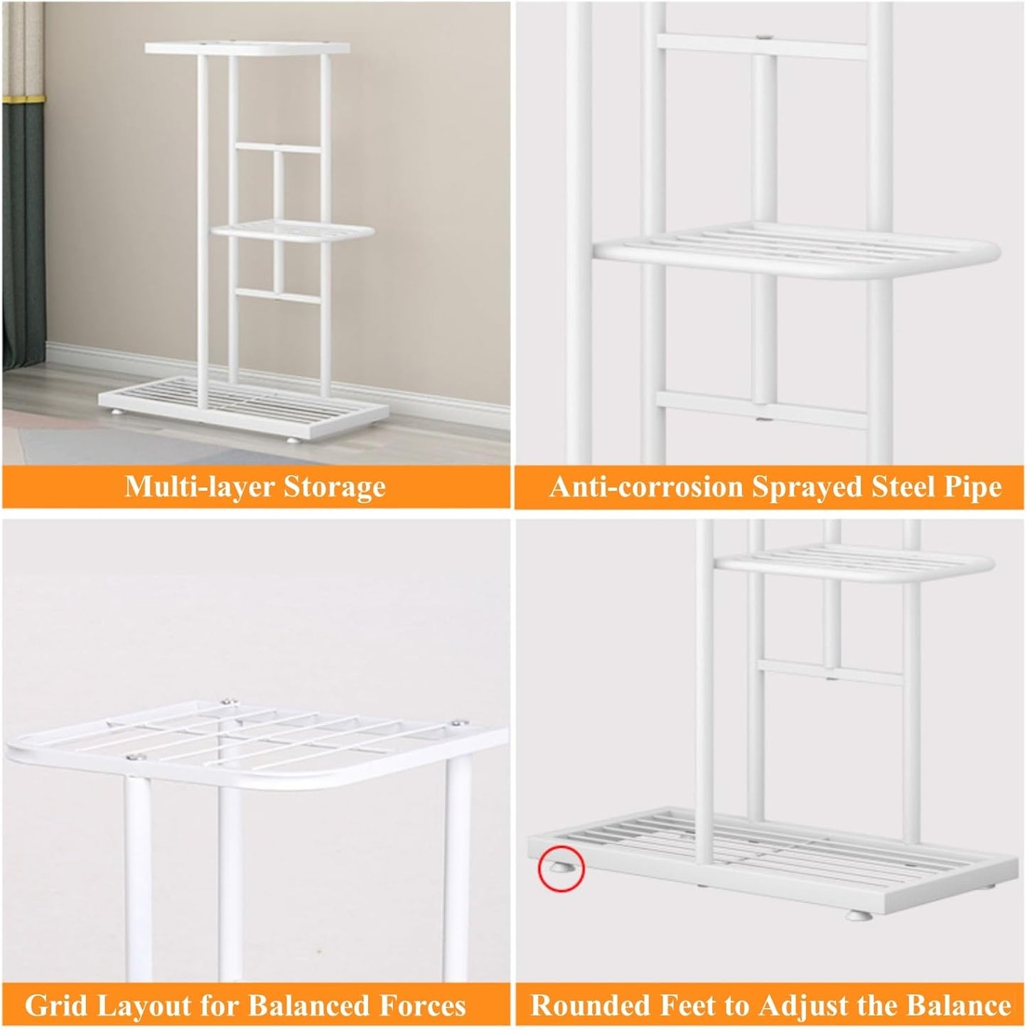 3 4 Plant Stand Metal Tier Potted Multiple Flower Pot Holder Shelf Indoor Outdoor Planter Display Shelving Unit