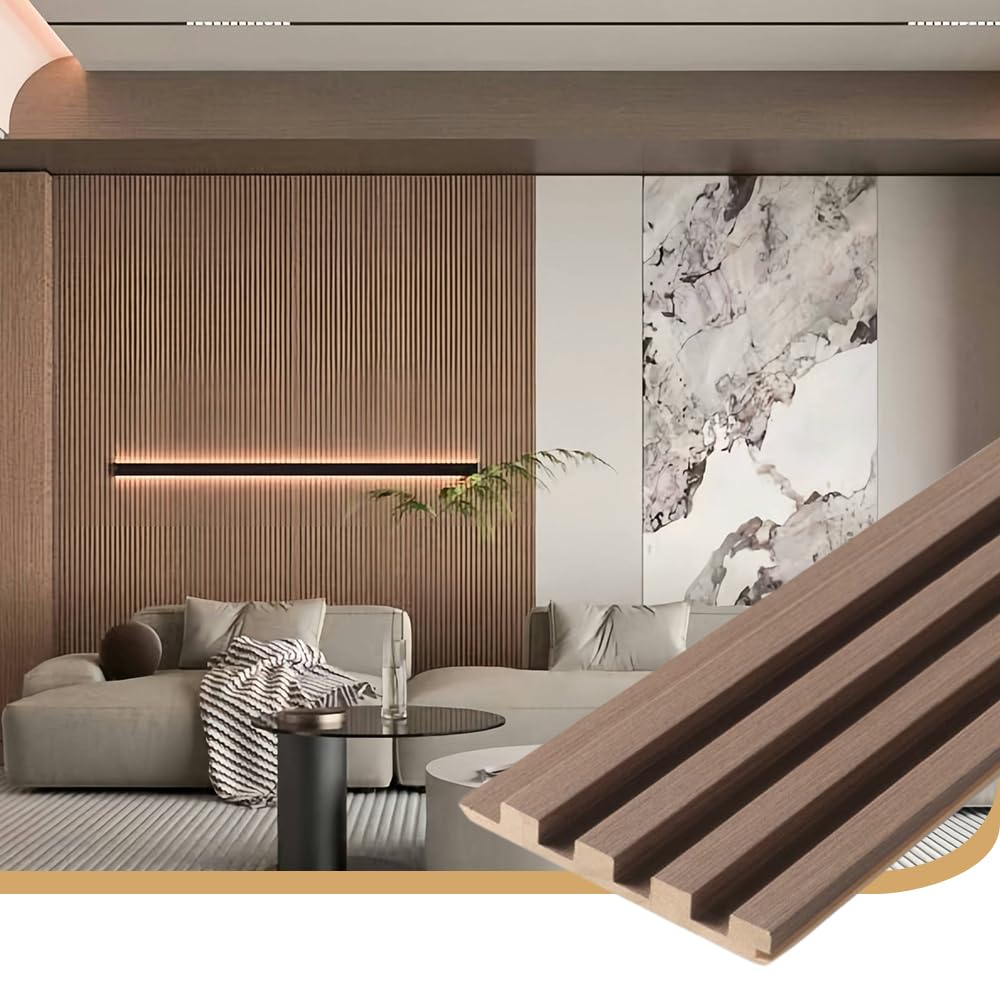 NovaGrid Board 4PCS Acoustic Wood Slat Wall Panels for Wall Decor and Ceiling 3D Fluted Sound Absorbing Panel Soundproof with Wood Finish 108"×6" (Maple Light)