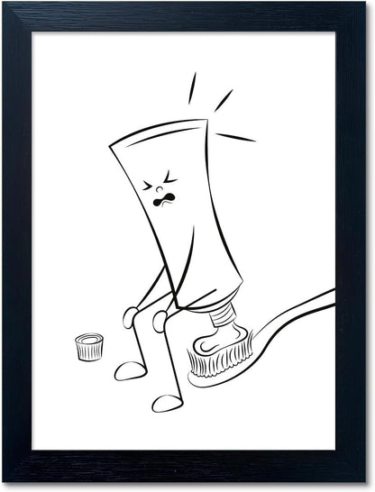 Regine Switzerland Black and White Bathroom Wall Art - Funny Minimalist Toilet Decor | Framed Canvas Print