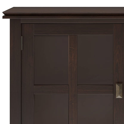 SIMPLIHOME Artisan Buffet - 60 inch Wide Solid Wood 3-Door Sideboard Buffet in Dark Chestnut Brown, Contemporary Storage Cabinet for Dining Room or Kitchen with Adjustable Shelves and Bronze Hardware