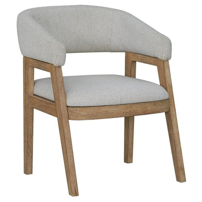 Pemberly Row Contemporary Dining Set, 54" Round Table, Oak Veneer, Stone Top, Natural Finish, Includes 4 Barrel Chairs, Neutral Upholstery, Modern Style, Perfect for Kitchen or Dining Room Spaces