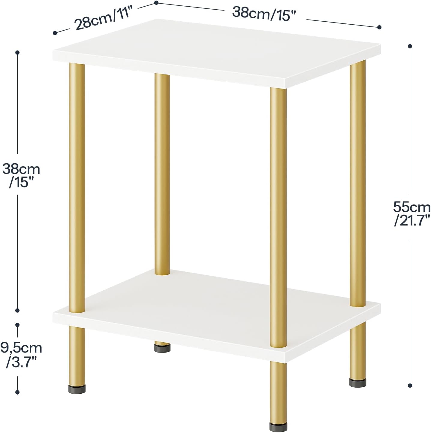 2-Layer DW09BZ01 HOOBRO End Table, Small Side Table, Nightstand with Storage Shelves, Sofa Table for Small Spaces