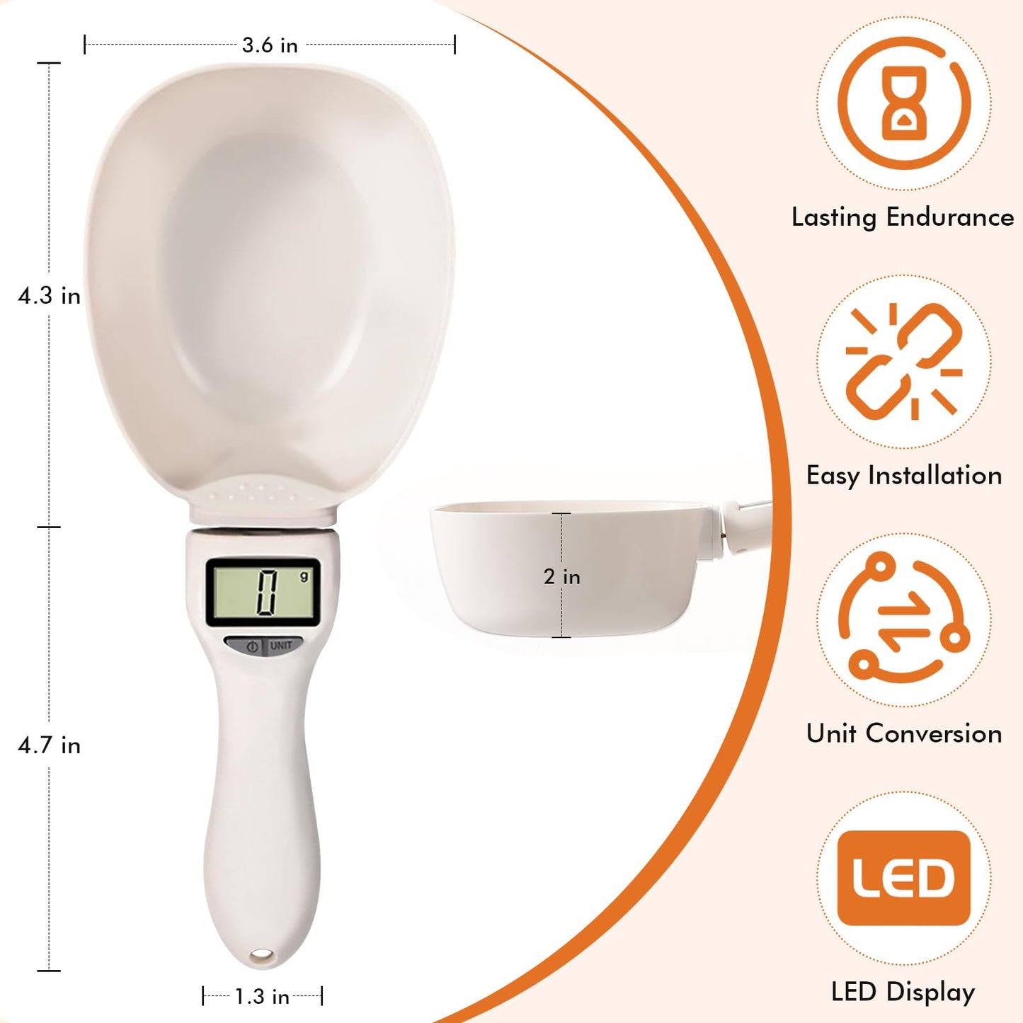 2pcs Digital Measuring Spoon, Digital Food Measuring Scoop Scale,Adjustable Measuring Spoon,Electronic Kitchen Measuring Spoon Scale for Cooking Baking、Kitchen Gadgets,Pet Dog Cat Food