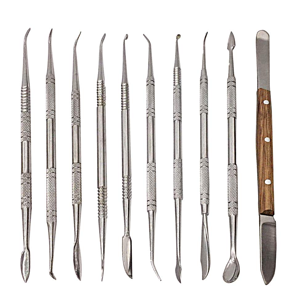 NIUPIKA Steel Wax Carving Tool Dental Clay Pottery Plaster Sculpture Carvers Tools Kit Dabber Tool Set