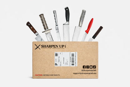 Knife Sharpening Service by Mail, Professional Blade Repair, Razor-Sharp Results, Insured and Trackable Shipping, Sharpen Up 365 Kit Included (14 Knives)