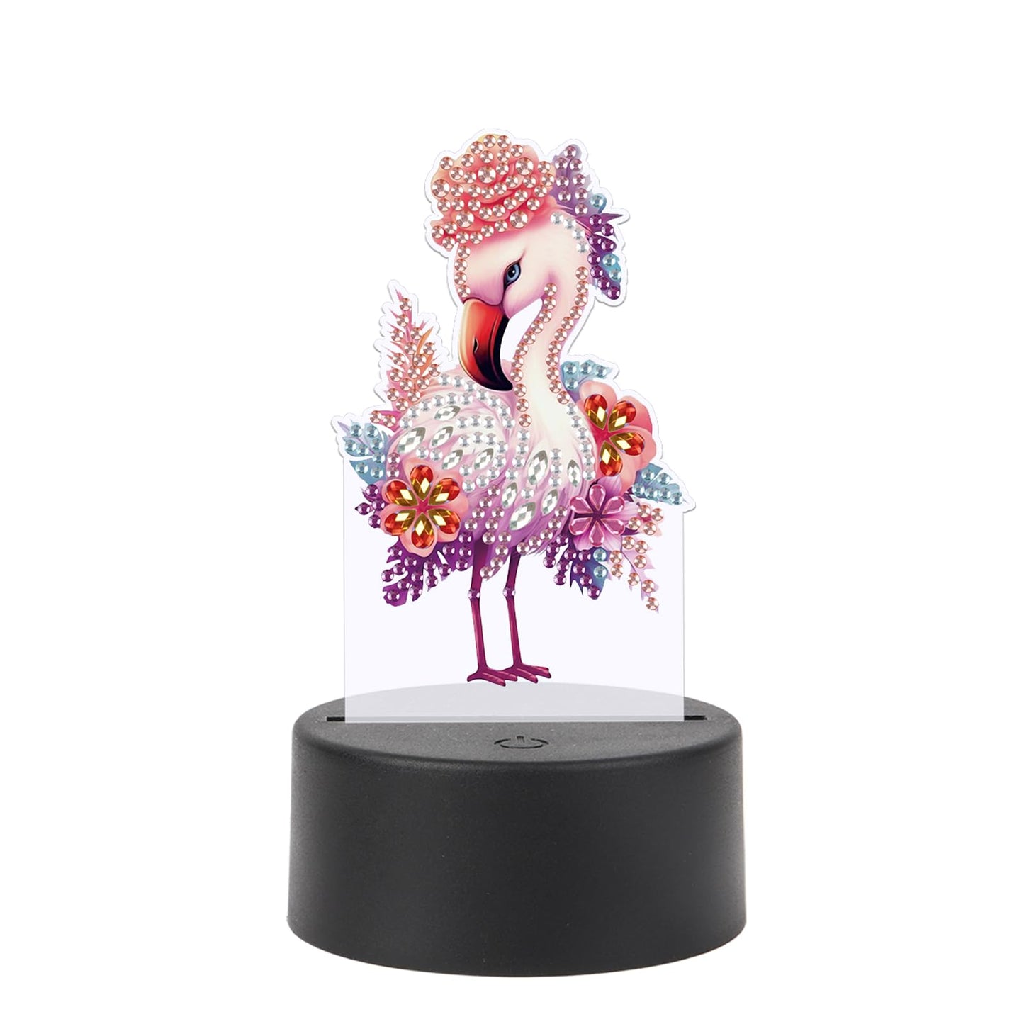JISHSHAY Diamond Painting Night Light Diamond Art Table Lamps Gem Art LED Lights Gem Painting Desk Lamp Mosaic Kits for Adults DIY Kits for Adults Paint by Numbers with Special Drills Flamingo
