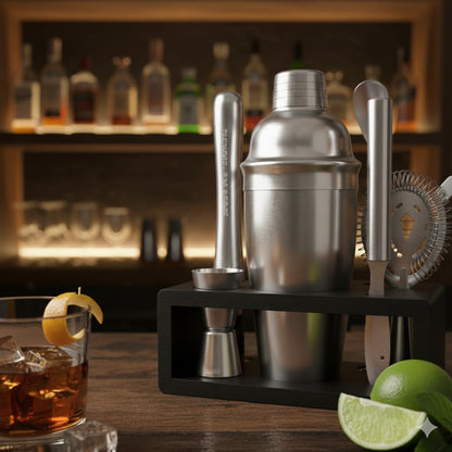 Highball & Chaser Cocktail Shaker Set: Bartender Kit for Home Bar Mixology Cocktail Bar Set Plus E-Book with 30 Recipes (Silver)