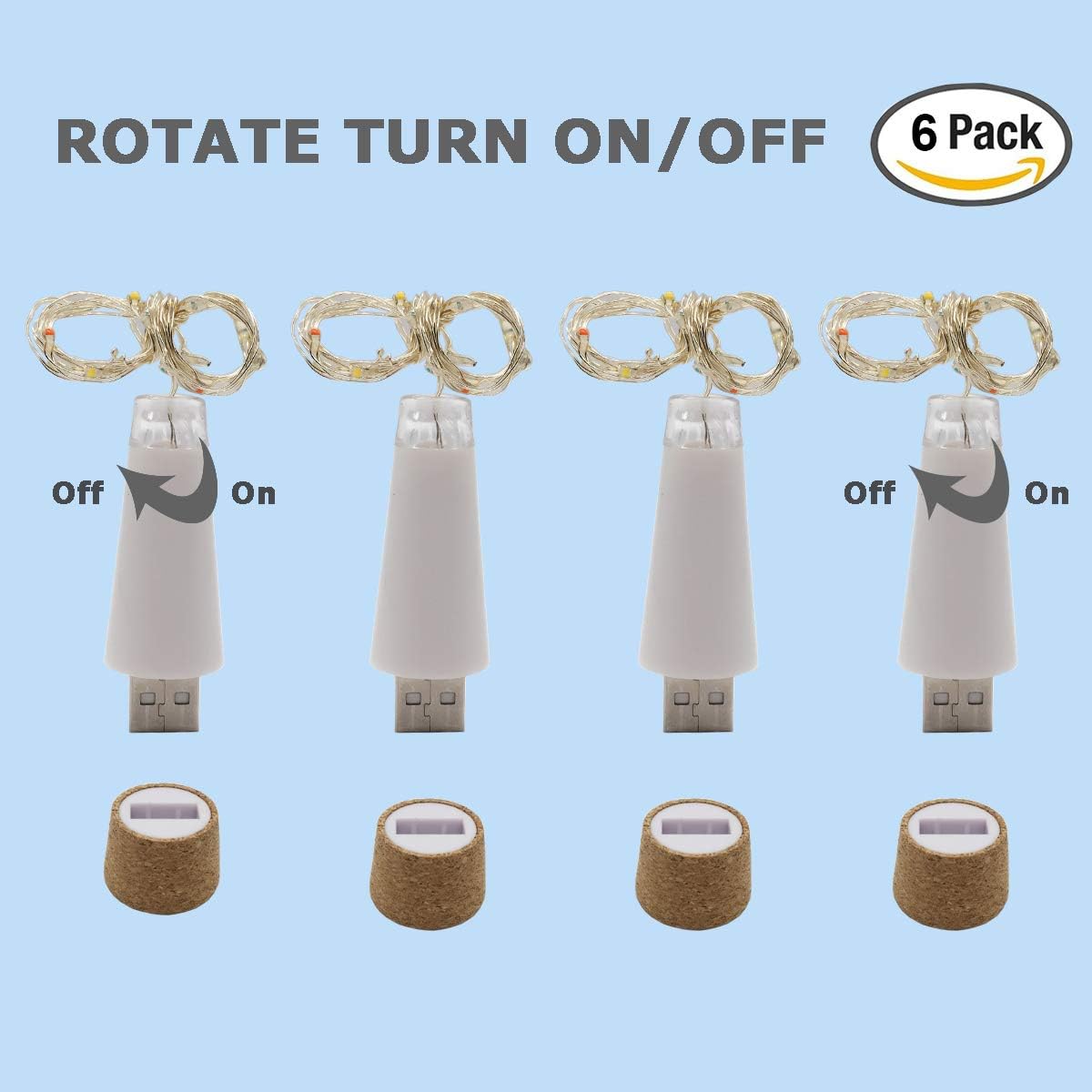 NeoJoy Rechargeable Wine Bottle Lights, LED Cork Lights USB Fairy String Lights for Parties Decoration