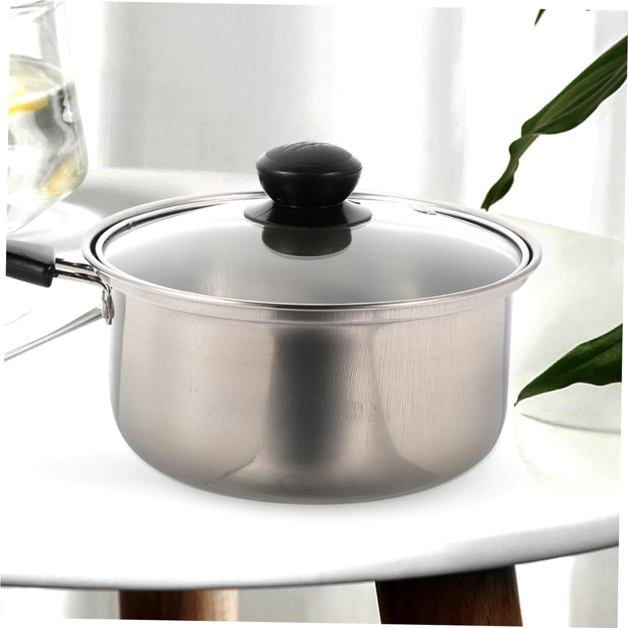 1 Set Stainless Steel Saucepan with Glass Strainer Lid, Induction Pot, Sauce Pot