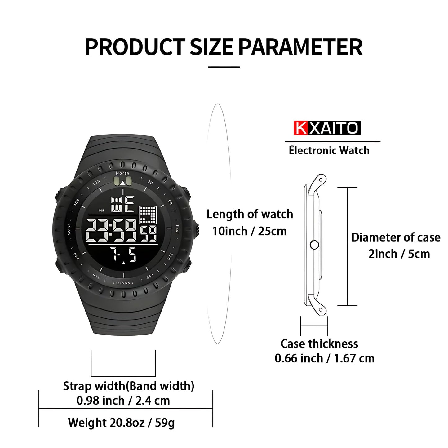 KXAITO Men's Watches Sports Outdoor Waterproof Military Watch Date Multi Function Tactics LED Face Alarm Stopwatch for Men (6256 Military Green Band Black Dial)