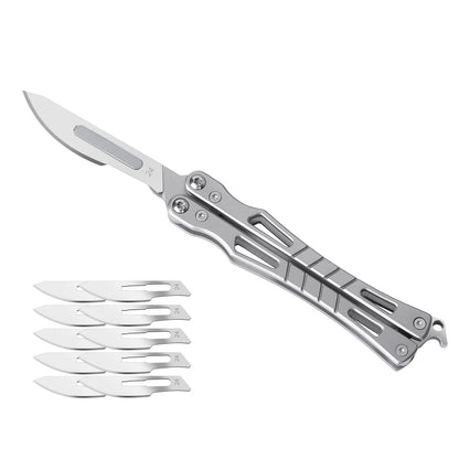 Tops Home Folding Scalpel Knife, Pocket Knife for Men, Utility Box Cutter, EDC Multitool with Bottle Opener, Pry Bar, Glass Breaker, Comes with 10 Replaceable #24 Scalpel Blades, Everyday Carry, Gift for Men, Him, Dad