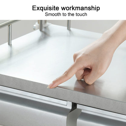 Serving Trolley, Stainless Steel Utility Rolling Cart, Catetrolley, Storage Trolley Cart Detachable, With Locking Wheels, Kitchen Car Shelf Utility Service Cart,3 Layers 60 * 40,2 Layers 60*40*86cm