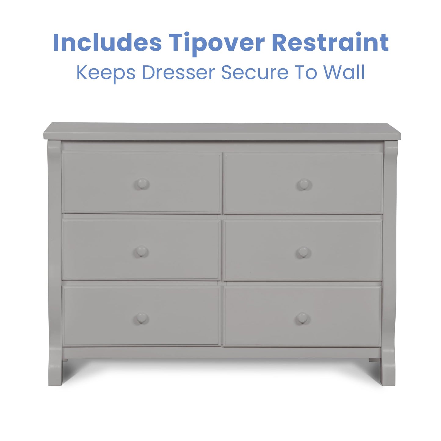 Delta Children Universal 6 Drawer Dresser with Interlocking Drawers - Greenguard Gold Certified, Grey
