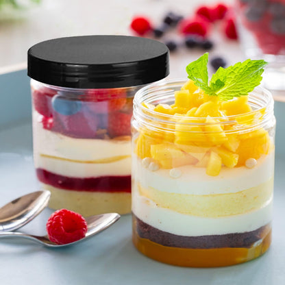 Lainrrew 8 Pcs 14oz Plastic Jars with Lids, Clear Round Storage Containers for Kitchen, Home, Crafts