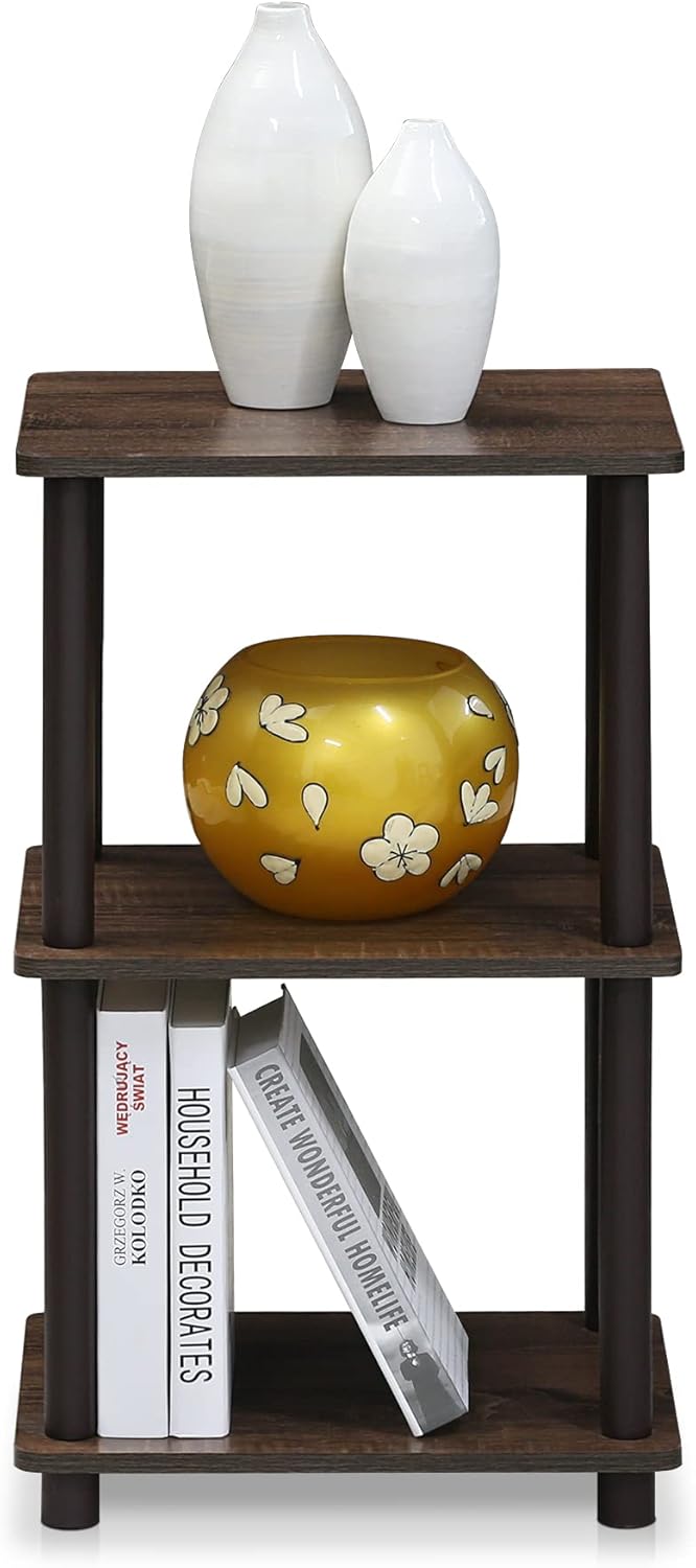 2 FURINNO Turn-N-Tube Space Shelf, Walnut/Brown
