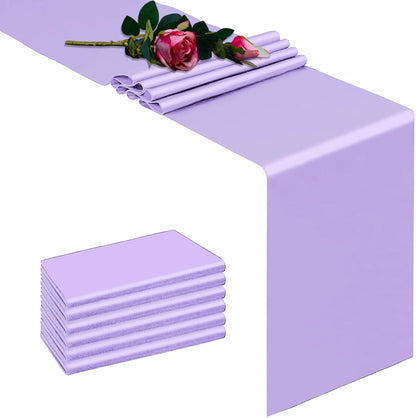12" 108" Pack 6 TCBETO Lavender Table Runner x of Satin Silk Fabric Silky and Lustrous Table Runners for Birthday