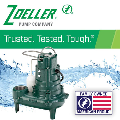 Zoeller Waste-Mate 267-0001 Sewage Pump, 1/2 HP Automatic – Heavy-Duty Submersible Sewage, Effluent or Dewatering Pump