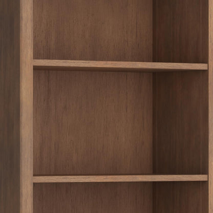 SIMPLIHOME Amherst Bookcase - 70 inch Tall 5-Shelf Solid Wood Bookshelf in Rustic Natural Aged Brown, Transitional Storage for Living Room, Study or Office with Adjustable Shelves and Tapered Legs