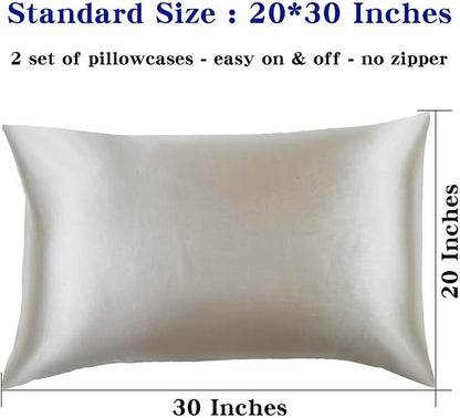 Lanest Housing Satin-Silk Pillowcase Queen, Beige Satin Pillowcase for Hair and Skin, Super Soft, Cooling
