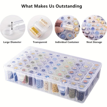 Huacan 60 Grids 5D Diamond Painting Box Storage Containers with Label Stickers for Beads Seeds Crafts
