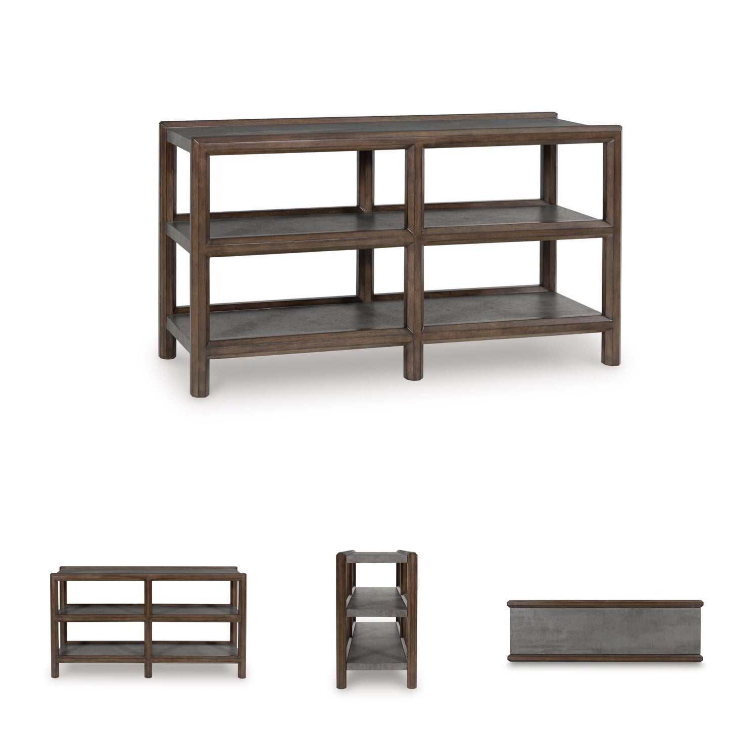 Signature Design by Ashley Kallenny Transitional Sofa Table with Open Shelf, Dark Brown & Gray