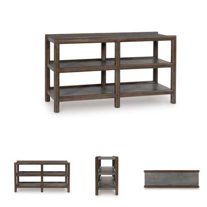 Signature Design by Ashley Kallenny Transitional Sofa Table with Open Shelf, Dark Brown & Gray
