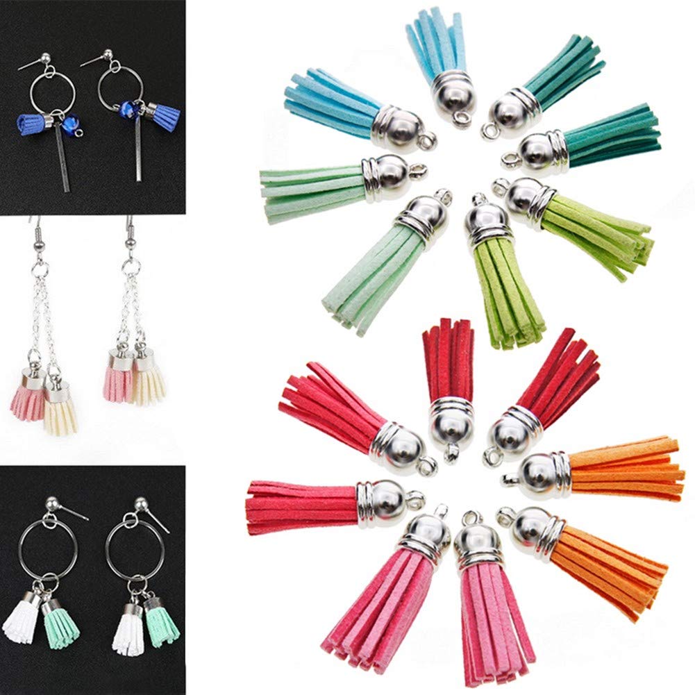 MSCFTFB 100 Pieces 1.5inch Mini Tassels Faux Suede Mala Tassel Kit for Earring Necklace Jewelry Making Garland Keychain Dreamcatcher Charms DIY Crafts (Rose)