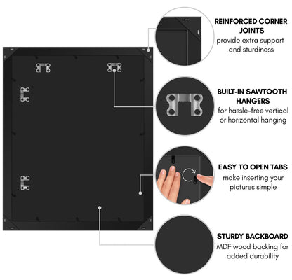Americanflat 16x20 Picture Frame with Polished Plexiglass - Black Picture Frame - Wide Photo Frames Made of Engineered Wood for Vertical or Horizontal Wall Display - Epic Collection - Black