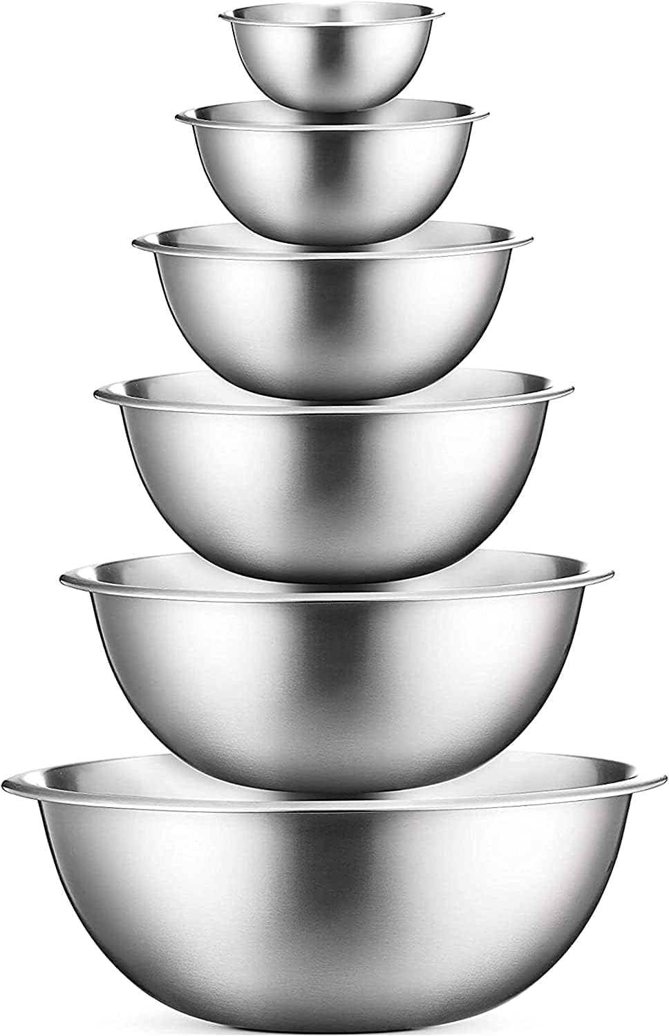 COOK WITH COLOR 6 Piece Stainless Steel Mixing Bowls Set, Nesting Prep and Mixing Bowls