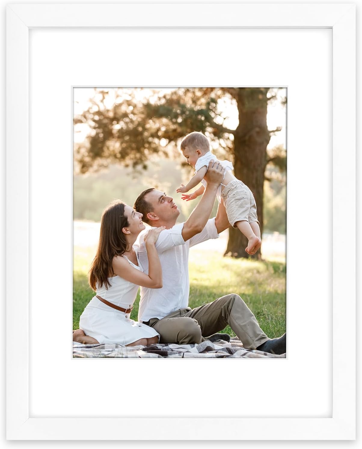 Golden State Art 11x14 Picture Frame - Solid Wood with Real Glass, Display Photos 8x10 with Mat or 11x14