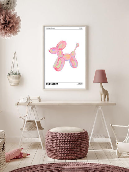 BNGFDV Retro Euphoria Canvas Wall Art, Minimalist Trendy Preppy Abstract Poster, Funky Pink Print for Girls Teen Room