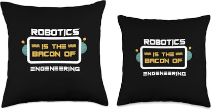 Bacon of Engineering Throw Pillow, 16x16, Multicolor - Robotics