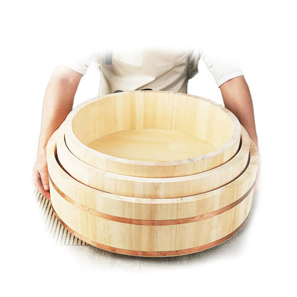 TYRHMY Japanese Wooden Hangiri Sushi Rice Mixing Bowl Tub for Sushi Restaurant Sushi oke White Solid Wood,51cm/20in