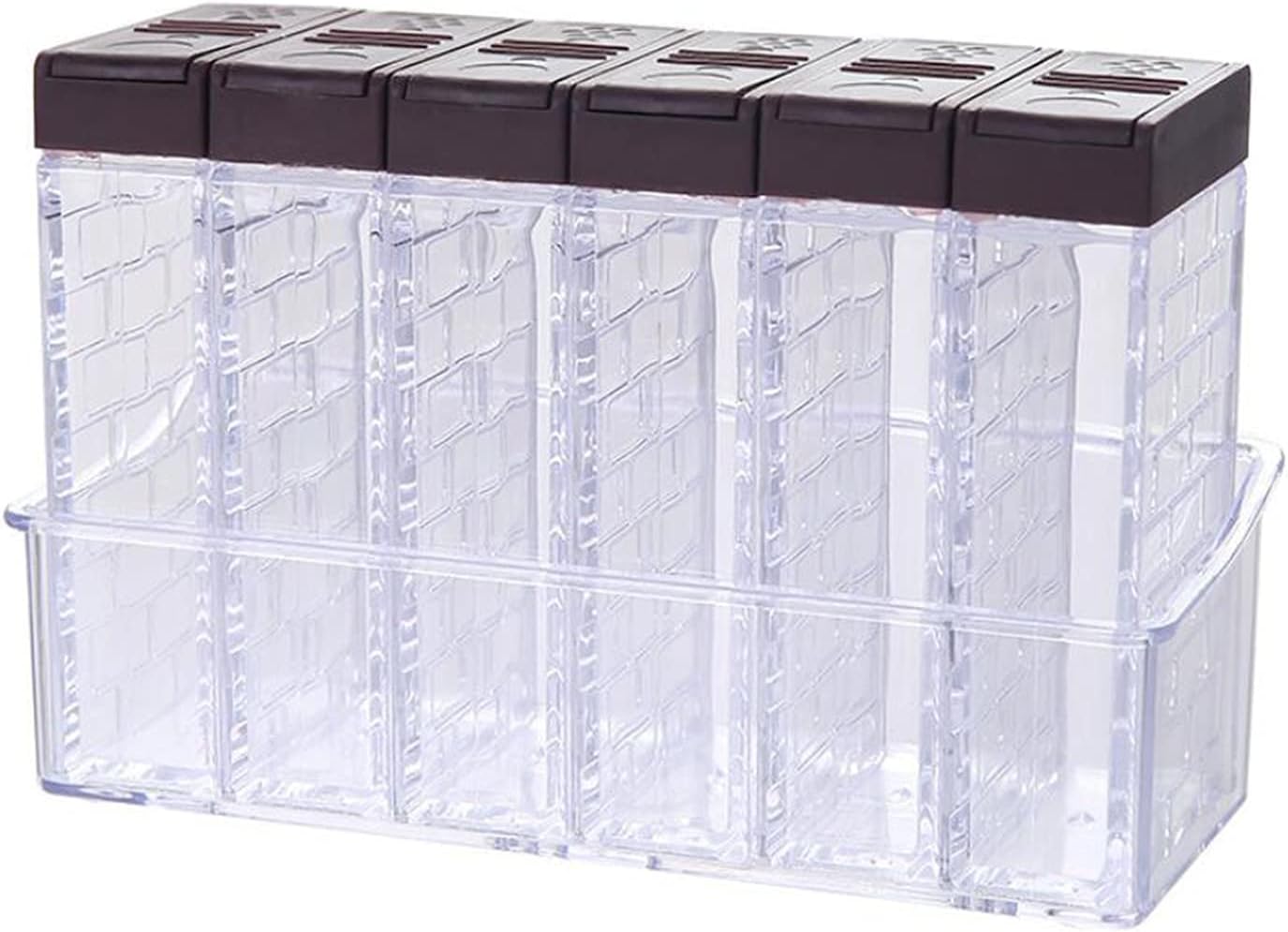 6 Case Spice Shaker Jars, Transparent Condiment Container Set for Salt Spices Seasoning Storage Box